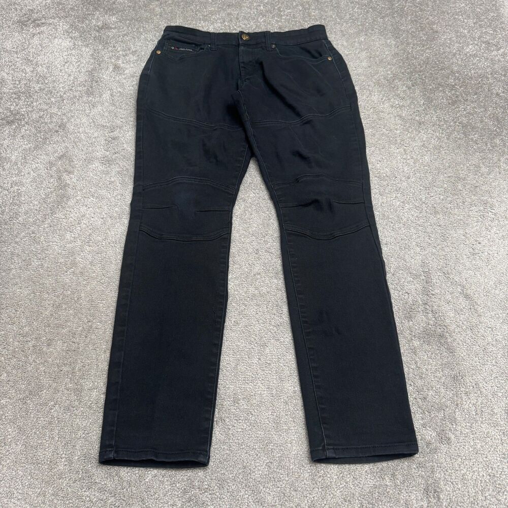 G Fried Slim Fit Straight Moto Denim Jeans Men 32x32 Black Paneled Biker Stretch